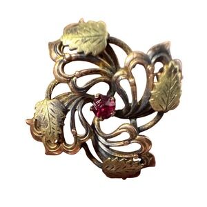 Floral Brooch hand Assembled, Dimensional flower, 1930s-1940s signed FLS C clasp